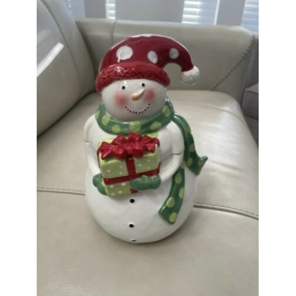 Certified International Holiday Snowman Cookie Jar - BRAND NEW IN BOX - Ceramic
